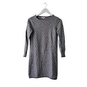 Bartolini Gray & Black Wool Blend Polka Dotted Dress - Size S